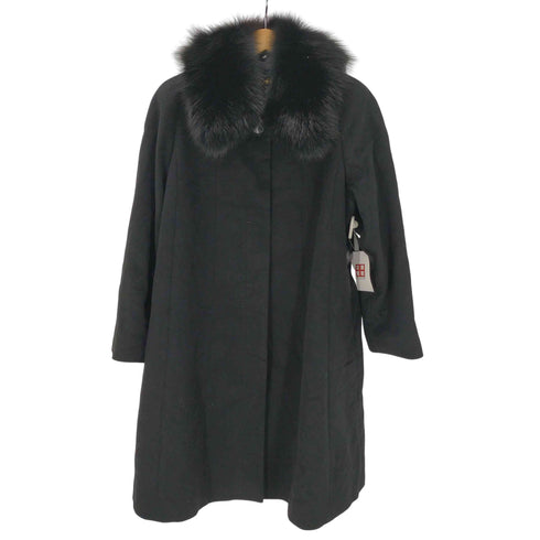 ピュア カシミヤ pure cashmere PURE CASHMERE 100% & Real Fur Balmacaan Coat ピュア カシミア 100% 襟リアルファー バルマカーン ステンカラー ロング コート レディース 9