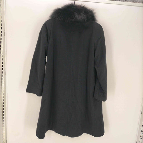 ピュア カシミヤ pure cashmere PURE CASHMERE 100% & Real Fur Balmacaan Coat ピュア カシミア 100% 襟リアルファー バルマカーン ステンカラー ロング コート レディース 9