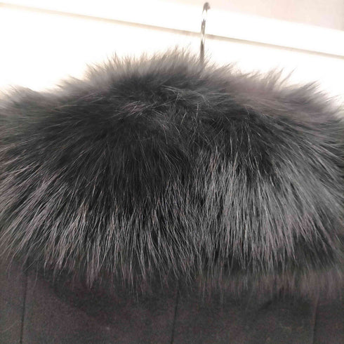 ピュア カシミヤ pure cashmere PURE CASHMERE 100% & Real Fur Balmacaan Coat ピュア カシミア 100% 襟リアルファー バルマカーン ステンカラー ロング コート レディース 9
