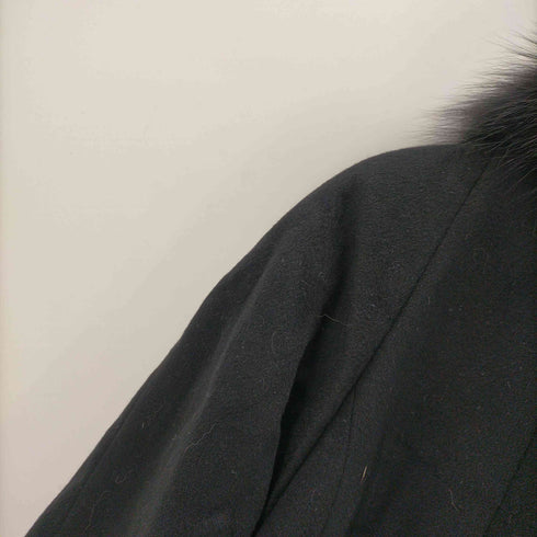 ピュア カシミヤ pure cashmere PURE CASHMERE 100% & Real Fur Balmacaan Coat ピュア カシミア 100% 襟リアルファー バルマカーン ステンカラー ロング コート レディース 9