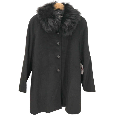 ピュア カシミヤ pure cashmere PURE CASHMERE 100% & Real Fur Balmacaan Coat ピュア カシミア 100% 襟リアルファー バルマカーン ステンカラー ロング コート レディース 9