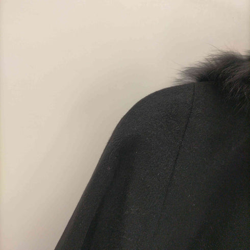 ピュア カシミヤ pure cashmere PURE CASHMERE 100% & Real Fur Balmacaan Coat ピュア カシミア 100% 襟リアルファー バルマカーン ステンカラー ロング コート レディース 9