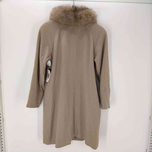 ピュア カシミヤ pure cashmere PURE CASHMERE 100% & Real Fur Balmacaan Coat ピュア カシミア 100% 襟リアルファー バルマカーン ステンカラー ロング コート レディース 9