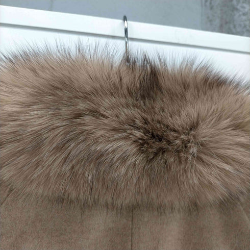 ピュア カシミヤ pure cashmere PURE CASHMERE 100% & Real Fur Balmacaan Coat ピュア カシミア 100% 襟リアルファー バルマカーン ステンカラー ロング コート レディース 9