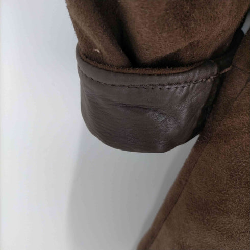 80-90S MADE IN FRANCE Lamb Leathe Ostrich フランス製 ユーロ ラムレザー オーストリッチ コンビ ロング コート レディース