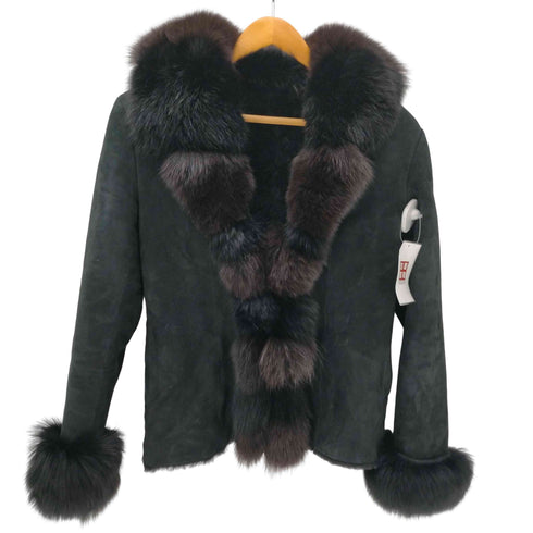Real Fur 100% & Lamb Leathe Mouton Jacke 裏地 リアルファー 100% & ラムレザー ムートン ジャケット レディース