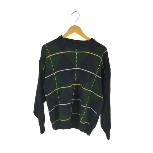 アイビークルー IVY CREW 香港製 ラミーコットン アーガイルニット メンズ import:L