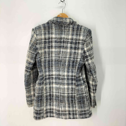 ザラ ZARA テクスチャーチェック ブレザー ツイード ダブル レディース import:M