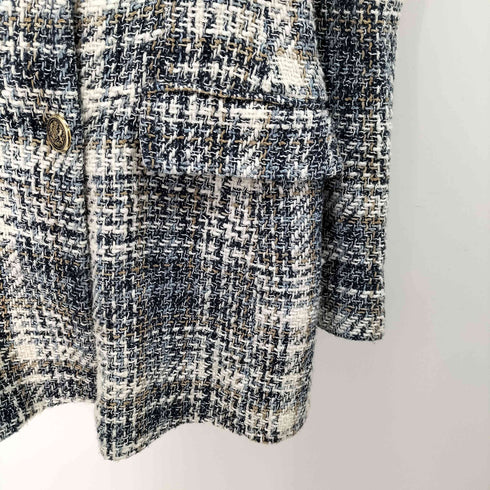 ザラ ZARA テクスチャーチェック ブレザー ツイード ダブル レディース import:M