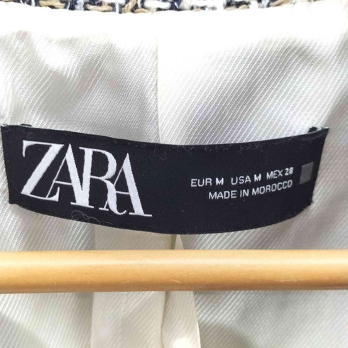 ザラ ZARA テクスチャーチェック ブレザー ツイード ダブル レディース import:M