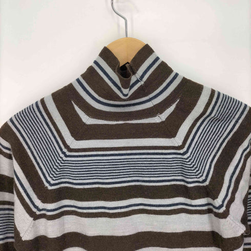 アーペーセー A.P.C. フランス製 マルチ ボーダー ウール アクリル モックネック ニットセーター レディース import:M