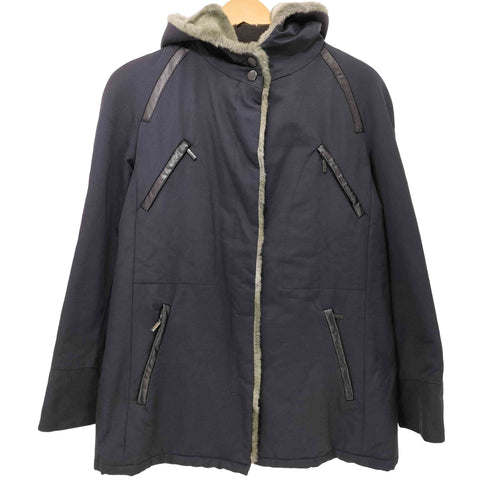 マレーラスポーツ MARELLA SPORT フード裏地ファー 裏地キルティング レザーパイピングジャケット レディース JPN:38
