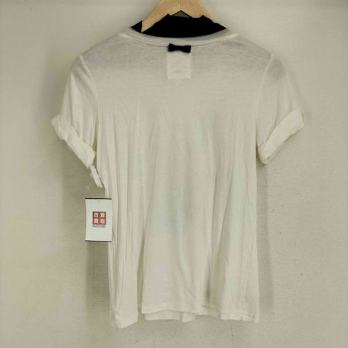 ランバンオンブルー LANVIN en Bleu ビジューリボンデザイン S/S Tシャツ レディース 38