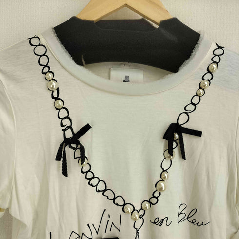 ランバンオンブルー LANVIN en Bleu ビジューリボンデザイン S/S Tシャツ レディース 38
