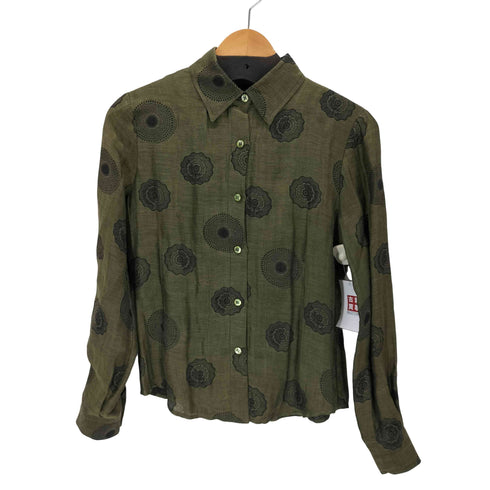 エトロミラノ ETRO MILANO シルクリネン 総柄ドレスシャツ レディース EUR:40