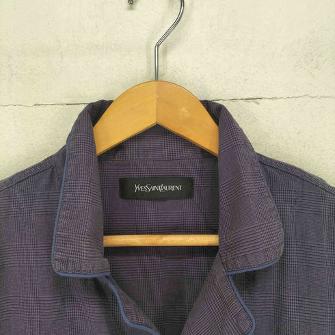 イヴサンローラン Yves Saint Laurent ロゴ刺繍チェック柄パジャマシャツ メンズ M