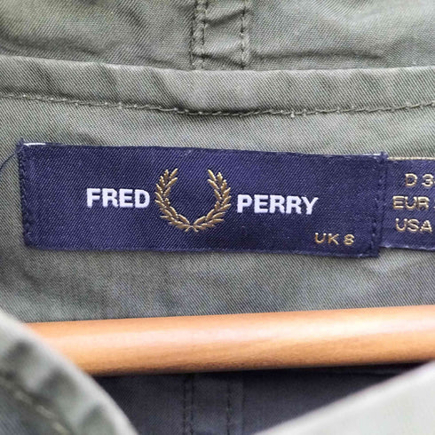 フレッドペリー FRED PERRY ロゴ刺繍 アクリルファー コットンナイロン モッズコート レディース UK:8