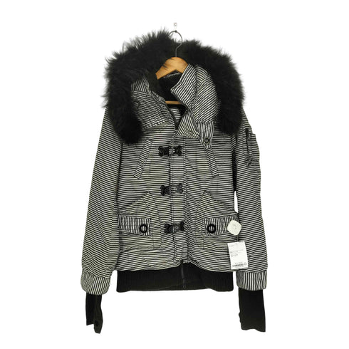 スライ SLY racoon fur フィンガーホール ボーダー柄中綿ジャケット Y2K レディース 1