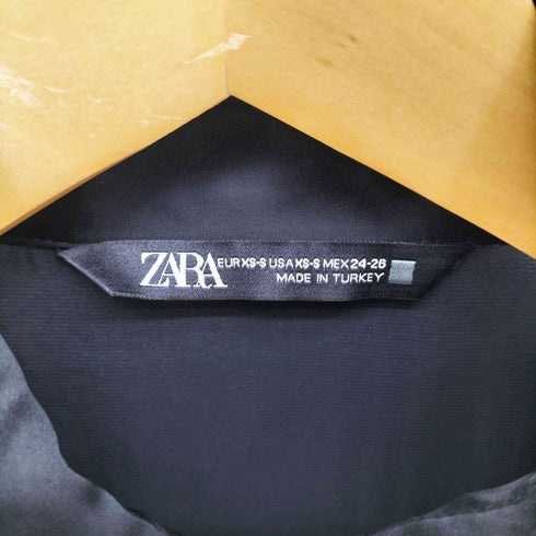 ザラ ZARA サテン ドレープ フレンチスリーブ シャツ ワンピース レディース import:XS