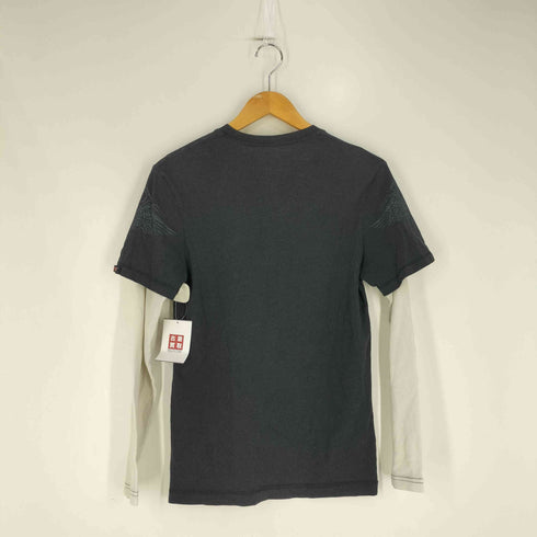 MMA ELITE グラフィックプリント レイヤード スリーブサーマル切替 クルーネック ロングスリーブTシャツ メンズ import:S