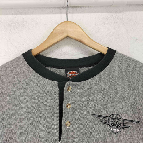 ハーレーダビッドソン HARLEY-DAVIDSON CAL CRU USA製 ヘンリーネックTシャツ メンズ JPN:L