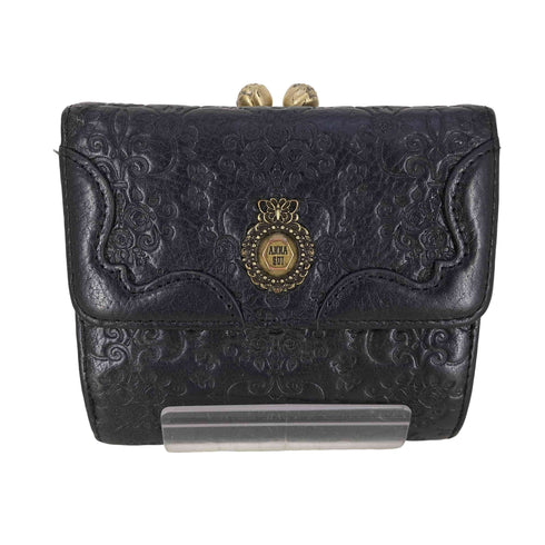アナスイ ANNA SUI フラワー刻印 裏地フラワープリント がま口 二つ折り財布 レディース
