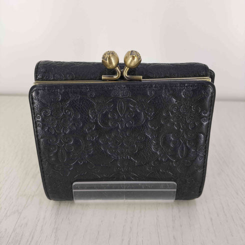 アナスイ ANNA SUI フラワー刻印 裏地フラワープリント がま口 二つ折り財布 レディース