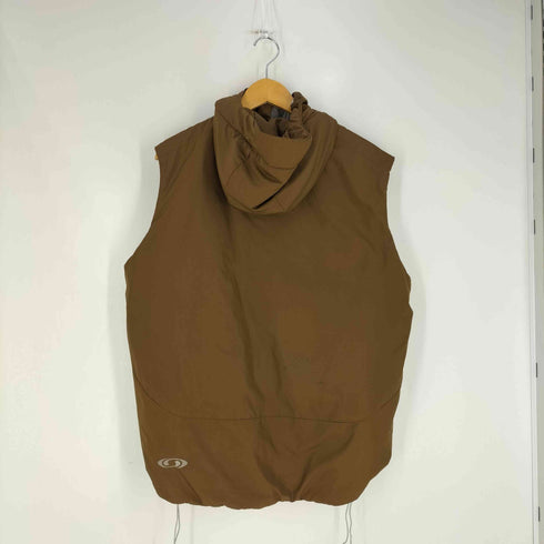 サロモン SALOMON 00s PRIMALOFT ロゴプリント 裾ドローコード アシンメトリージップ 中綿 パフベスト メンズ import:L