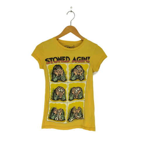 ALTRU STONE AGIN USA製 フロントプリントクルーネックTシャツ Y2K レディース S