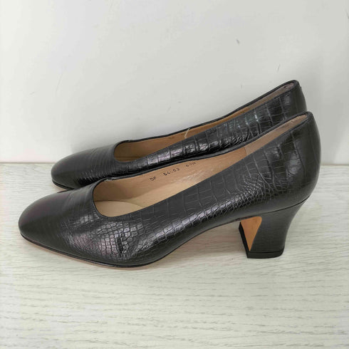サルヴァトーレフェラガモ Salvatore Ferragamo スクエアトゥ クロコ 型押 ヒール パンプス レディース US:6