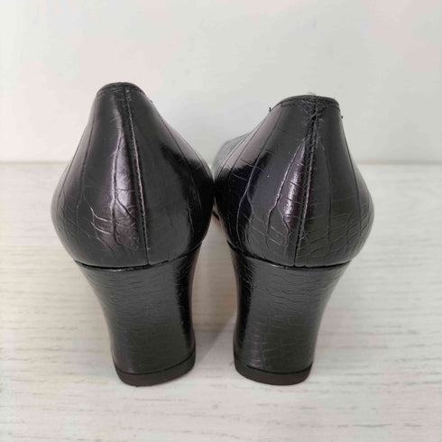 サルヴァトーレフェラガモ Salvatore Ferragamo スクエアトゥ クロコ 型押 ヒール パンプス レディース US:6