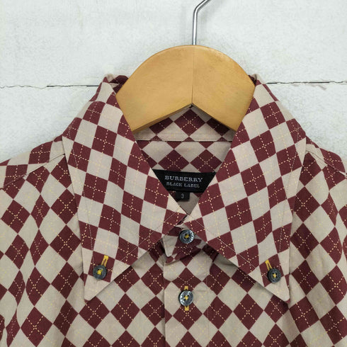 バーバリーブラックレーベル BURBERRY BLACK LABEL ダイヤチェック アーガイル S/Sボタンダウンシャツ メンズ JPN:3