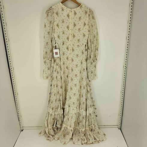 ガニーサックス GUNNE SAX 70-80S 紙タグ 花柄 レース ウール レーヨン ウエストベルト ロングワンピース ゴスロリ レディース 9