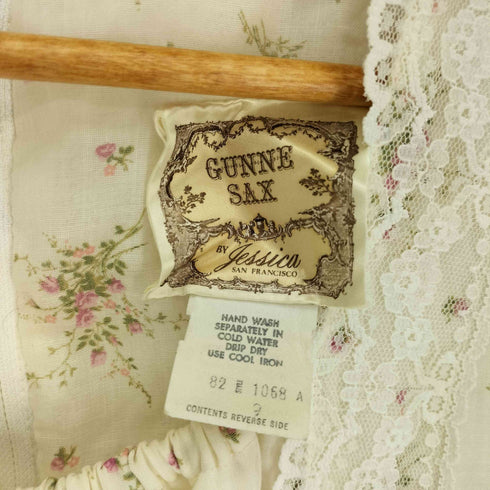 ガニーサックス GUNNE SAX 70-80S 紙タグ 花柄 レース ウール レーヨン ウエストベルト ロングワンピース ゴスロリ レディース 9