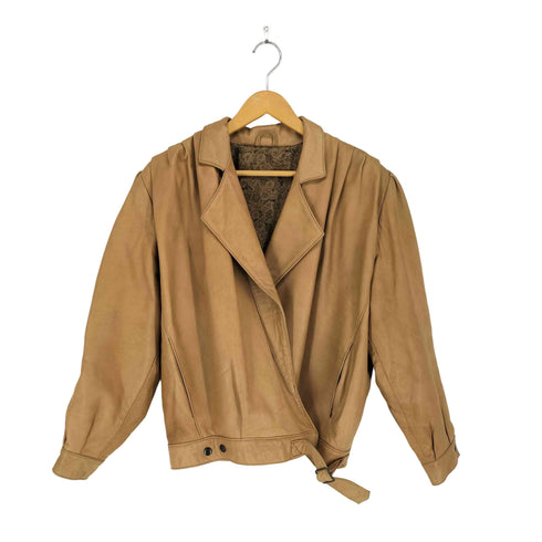 Guido Longinotti real leather MADE IN ITALY 裏地ペイズリーリアルレザージャケット レディース 38