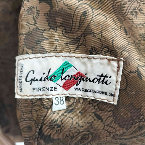 Guido Longinotti real leather MADE IN ITALY 裏地ペイズリーリアルレザージャケット レディース 38