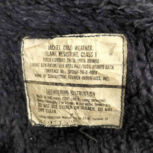 ユーエスネイビー U.S.NAVY 90S 米海軍 Aramid Deck Jacket アラミド デッキ ジャケット 1996年会計 メンズ X-LARGE