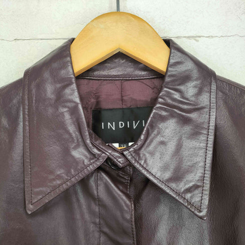 インディヴィ INDIVI pig leather ピッグレザー比翼ステンカラーコート レディース 38
