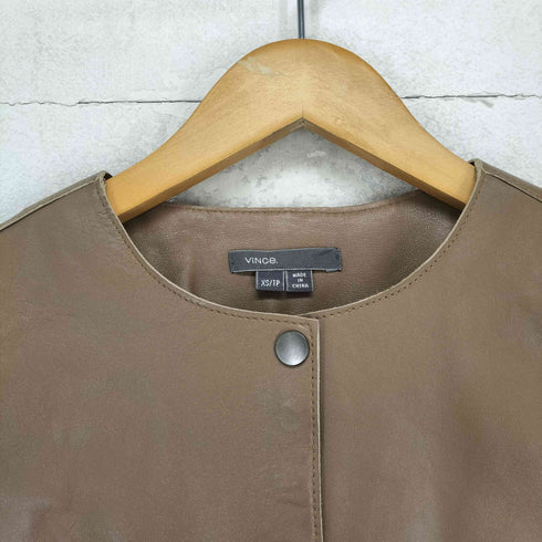 ヴィンス VINCE cuir leather リアルレザーノーカラージャケット レディース XS