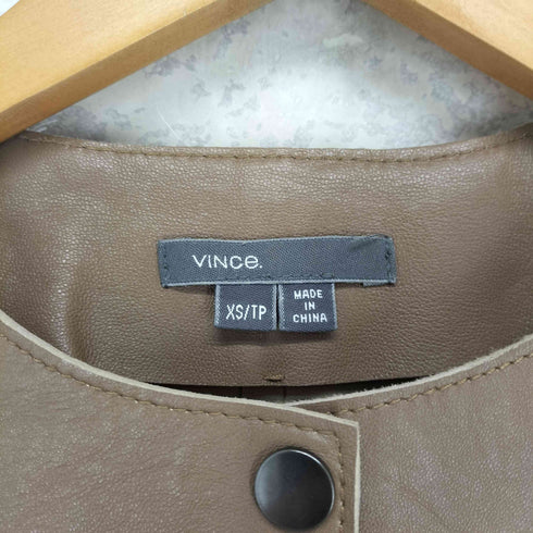 ヴィンス VINCE cuir leather リアルレザーノーカラージャケット レディース XS