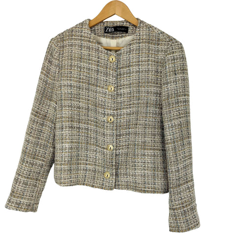 ザラ ZARA 金ボタン ノーカラージャケット レディース