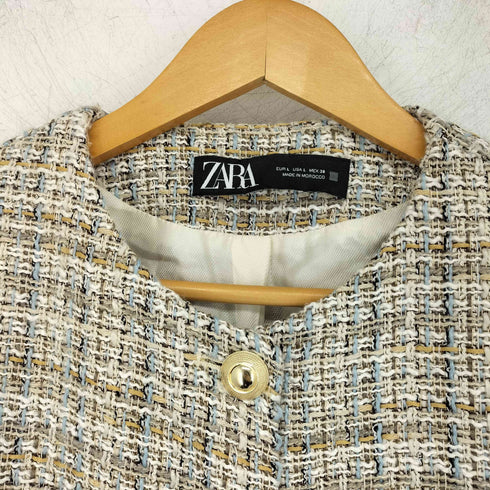 ザラ ZARA 金ボタン ノーカラージャケット レディース