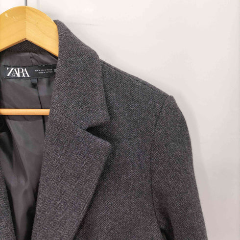 ザラ ZARA ヘリンボーン ウールブレンド ストレート ブレザー 1B テーラード ジャケット レディース import:M