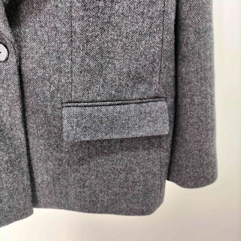 ザラ ZARA ヘリンボーン ウールブレンド ストレート ブレザー 1B テーラード ジャケット レディース import:M