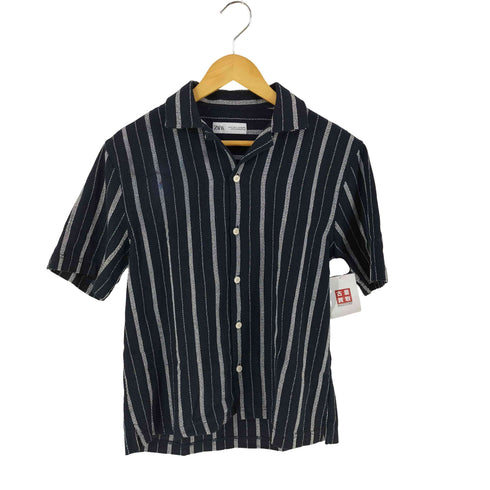 ザラ ZARA オープンカラーストライプシャツ メンズ import:S