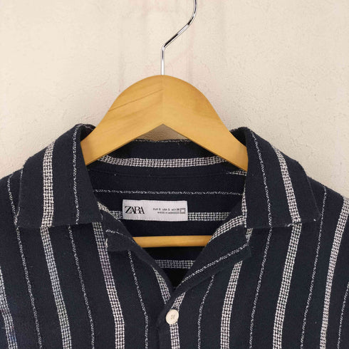 ザラ ZARA オープンカラーストライプシャツ メンズ import:S