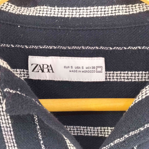 ザラ ZARA オープンカラーストライプシャツ メンズ import:S