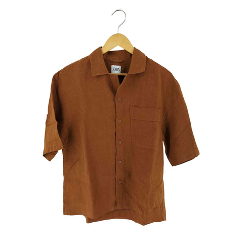 ザラ ZARA オープンカラーリネンシャツ メンズ import:S