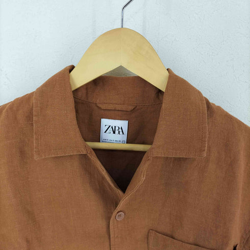 ザラ ZARA オープンカラーリネンシャツ メンズ import:S