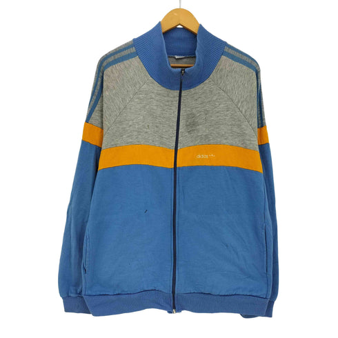 アディダス adidas 70-80s マルチカラー リブ切替 スウェット生地 ジップアップ ジャケット メンズ